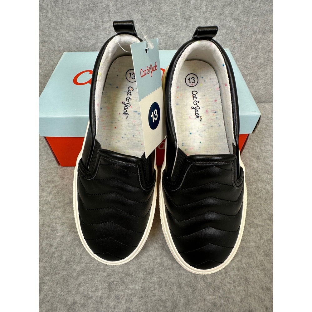 Cat & Jack Black Nellie‎ Sneakers Kids Size 13 Slip On Shoes - Picture 2 of 6